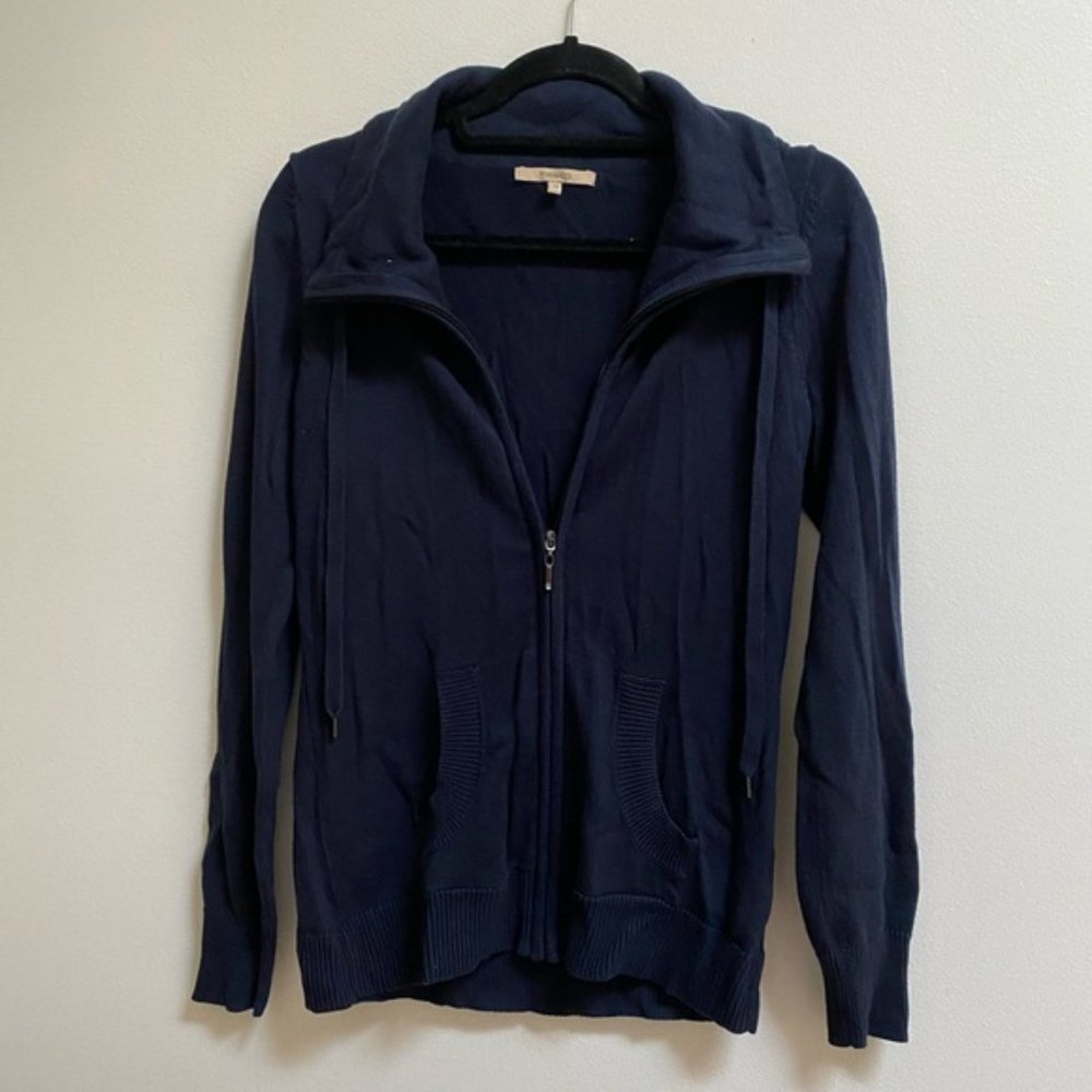 RW&Co Navy Blue Knit Zip Up Sweater